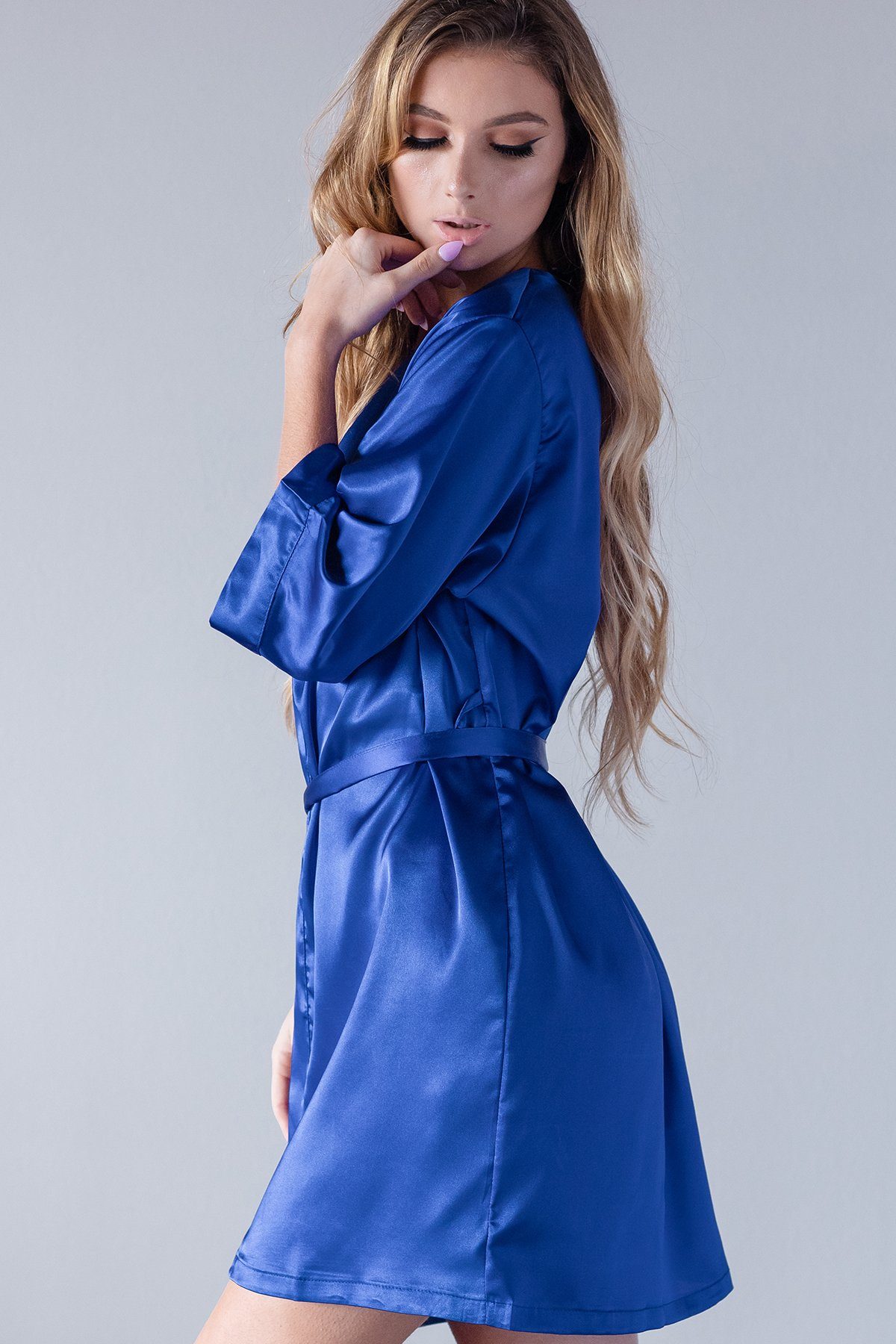 Royal Blue Satin Kimono Robe - Kimono ...